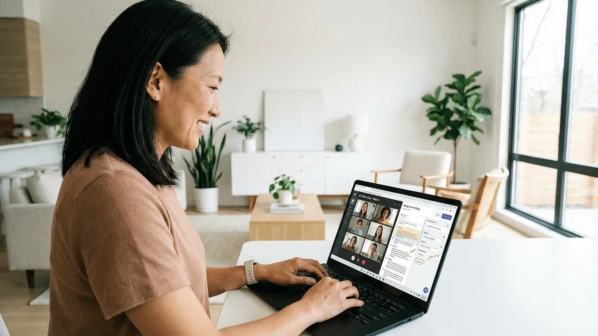 Person bei Videocall mit Partner